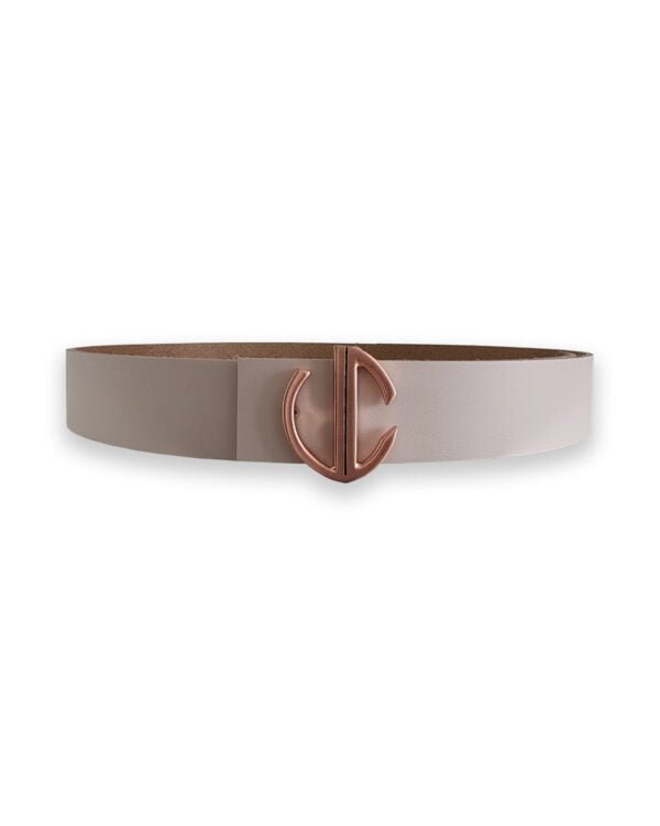 Vainqueur Cheval Brown Leather Belt with Rosé Metal Buckle